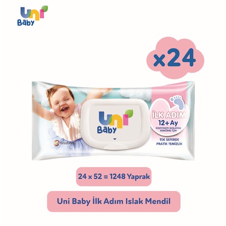 Uni Baby İlk Adım Islak Mendil 24 x 52'li 1248 Yaprak