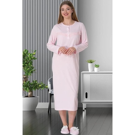 Mecit Pijama 5824 Pembe Lohusa Büyük Beden Anne Gecelik 001