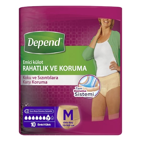 Depend Emici Külot Lohusa Pedi Kadın M Beden 1 Paket 10 Adet