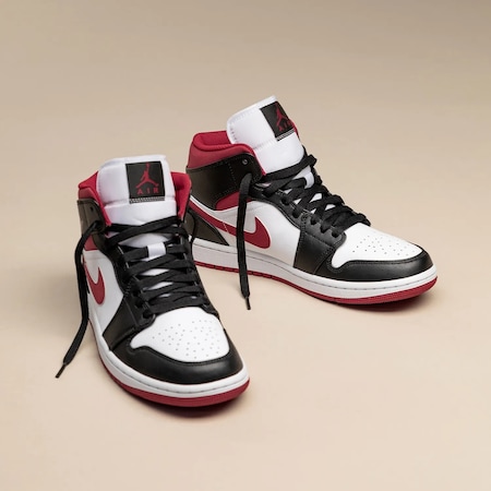 Nike Air Jordan 1 Mid 'black Gym Red' -554724-122 Siyah - Beyaz - Kırmızı