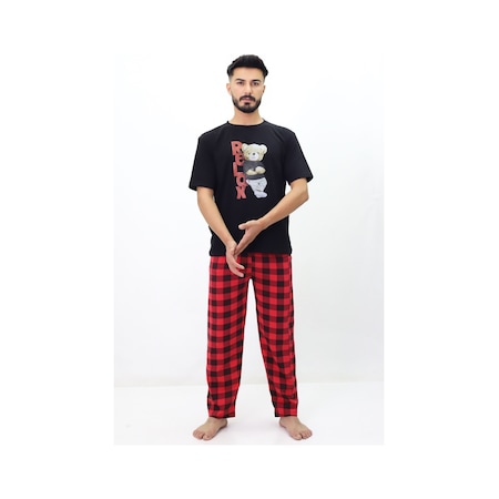 Relax Penye Kısa Kol Erkek Pijama Takımı Lacivert