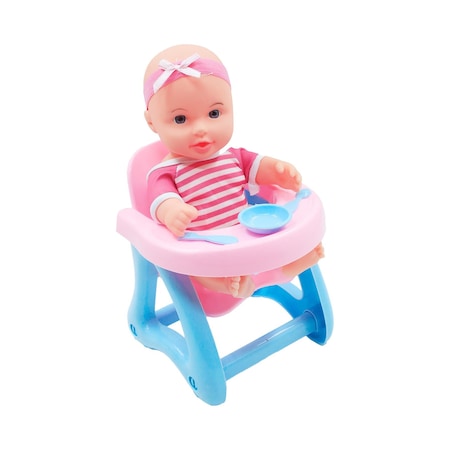 Global Toys Çizgili Kıyafetli Mama Sandalyeli Konuşan Oyuncak Bebek