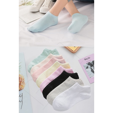 Bgk 8'li Kadın Renkli Soft Renkli Patik Çorap BGK-SFT-PTK-1-Şeffaf