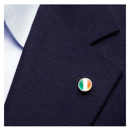 İrlanda İreland Ülke Bayrağı Paslanmaz Çelik İğneli 3d Yuvarlak Camlı Rozet