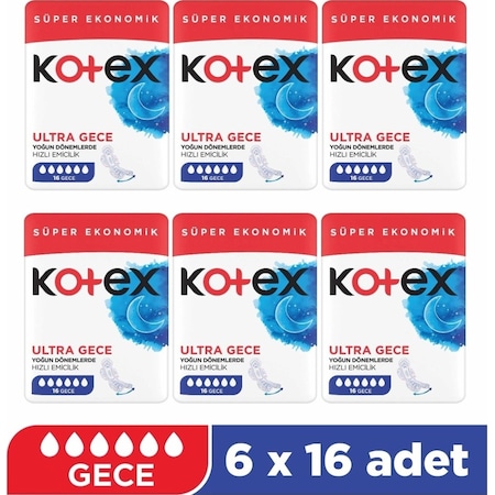 Kotex Ultra Quadro Süper Gece 6 x 16'lı