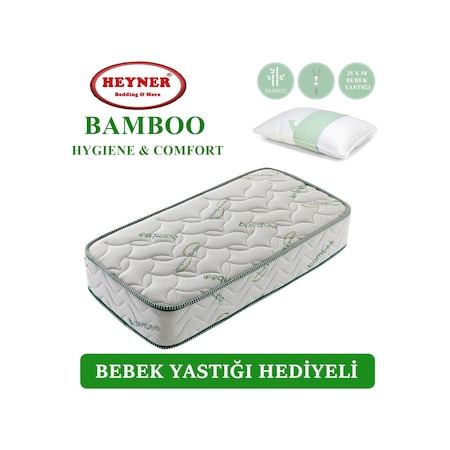 70 x 110 Heyner Bamboo Lüx Ortopedik Yaylı Yatak Yastikli