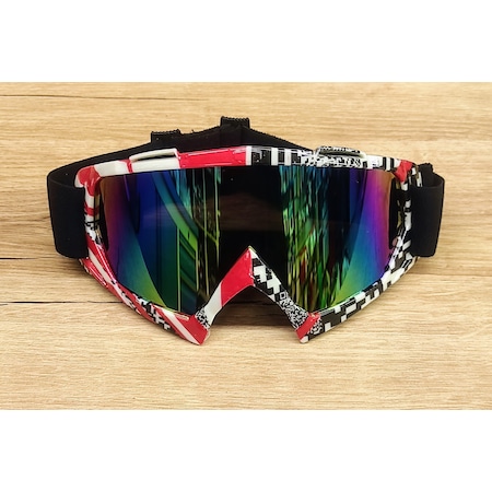 Xbyc G2860 Lüx Kross Gözlük Kask Ve Snowboard Kayak Gözlüğü Kırmızı Siyah Desenli