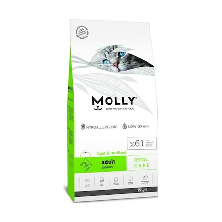 Molly Light Sterilised Somonlu Kısırlaştırılmış Yetişkin Kedi Maması 15 KG