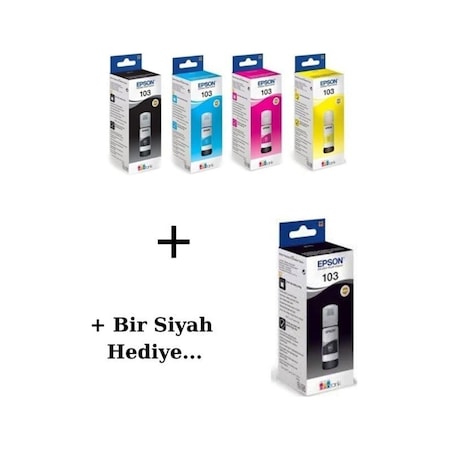 Epson 103 Hediyeli Ecotank L3266 Siyah Ve Renkli Mürekkep Seti 65ml 4 1 Siyah Hediye Epson 103 Epson 103 Epson 103 664