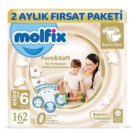Molfix Pure & Soft Bebek Bezi X-Large 6 No 54 lü x 3 Adet