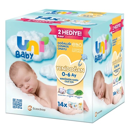 Uni Baby Yenidoğan Islak Pamuk Mendil Fırsat Paketi 14 X 40Lı