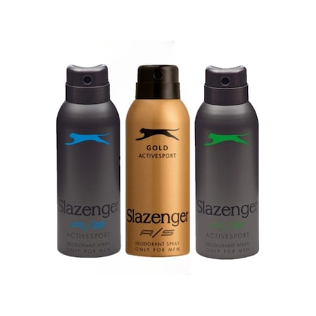 Slazenger Active Sport Gold + Mavi + Yeşil Erkek Sprey Deodorant 3 x 150 ML