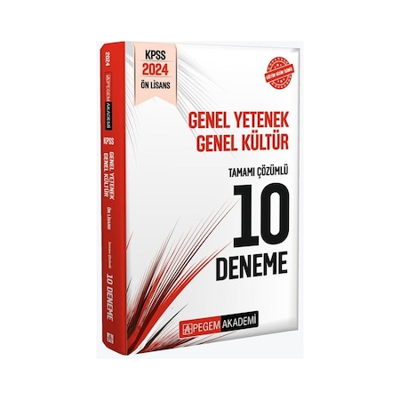 Pegem Yayınları 2024 KPSS Genel Yetenek Genel Kültür Önlisans Tamamı Çözümlü 10 Deneme