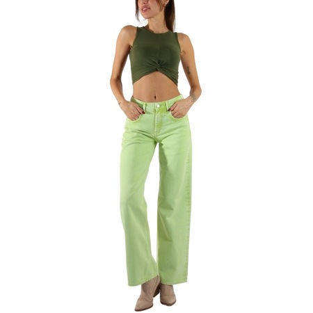 Bol Paça Fıstık Yeşili Pantolon Yeşil