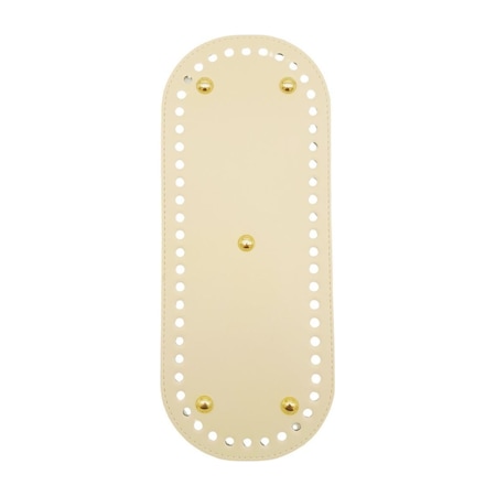 Angel Çanta Aksesuar Suni Deri 30x12 Cm Oval Çanta Tabanı Krem Renk Light Gold Aparatlı