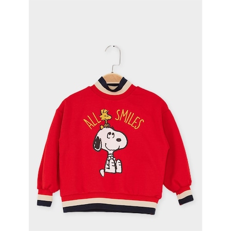 Supermino Snoopy Lisanslı Çocuk Sweatshirt 21643-kırmızı