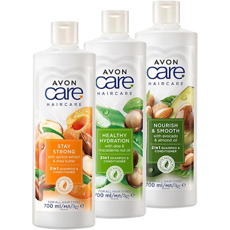 Avon Care Avakado + Aloe Vera + Kayısı Özü İçeren Şampuan ve Saç Kremi 3 x 700 ML
