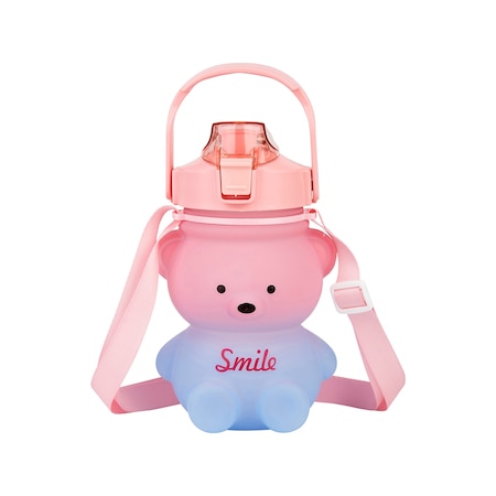 Finehome Smile Ayıcık Model Su Matarası 1100 ML Pembe