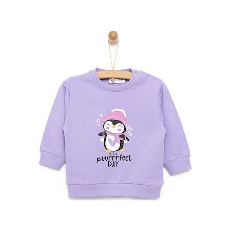 Hellobaby Basic Penguen Desenli Sweatshirt Kız Bebek 23khlbkswt030 Lila 23KHLBKSWT030_Lila