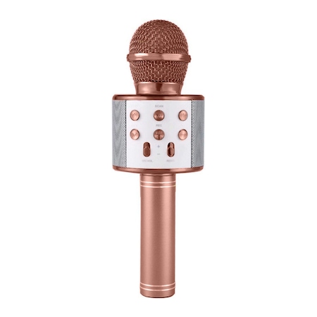 WS-858 Karaoke Mikrofon Bluetooth Hoparlör Rose Gold