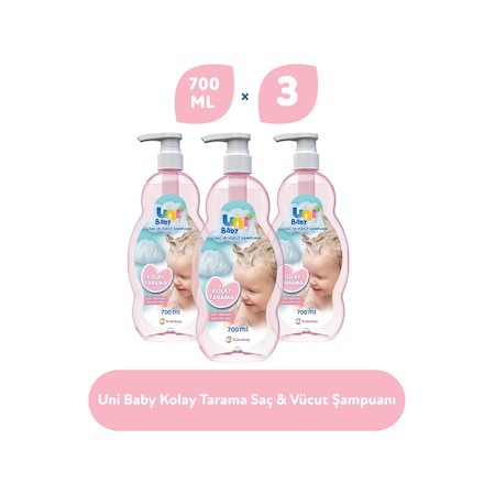 Uni Baby Kolay Tarama Saç ve Vücut Şampuanı 3 x 700 ML