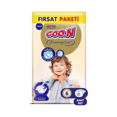 Goo.n Premium Soft Bant Bebek Bezi 6 Numara Fırsat Paketi - 168 Adet