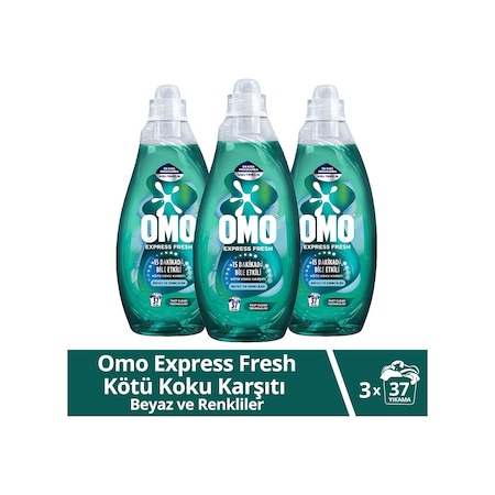 Omo Express Fresh Kötü Koku Karşıtı Beyaz ve Renkliler Sıvı Çamaşır Deterjanı 3 x 1480 ML