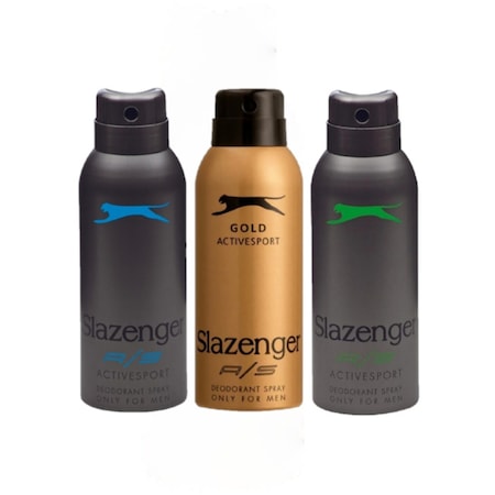 Slazenger Active Sport Gold + Mavi + Yeşil Erkek Sprey Deodorant 3 x 150 ML