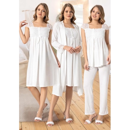 Duchesse 42200 Lohusa 4 Lü Pijama Gecelik Sabahlık Tk (513864909)