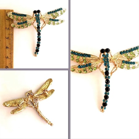 Omeniv Viktoryen Vintage Stil Kristal Broş İğne Yusufçuk Böcek