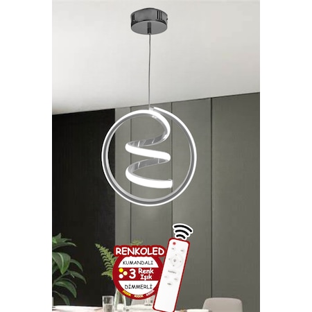 Renkoled Aydınlatma Kumandalı 3 Renk Modern Sarkıt Led Avize Krom