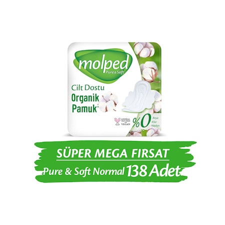 Molped Pure&Soft Hijyenik Ped Normal Süper Mega Paket 138 Adet