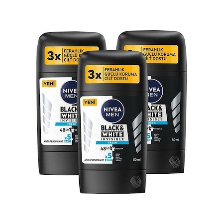 Nivea Men Black & White Invisible Fresh Erkek Stick Deodorant 3 x 50 ML