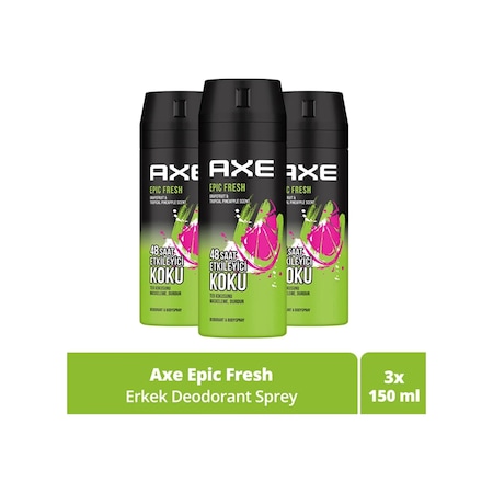 Axe Epic Fresh Erkek Deodorant ve Vücut Spreyi 3 x 150 ML