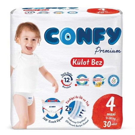 Confy Premium Külot Bebek Bezi 4 Numara Maxi 30 Adet
