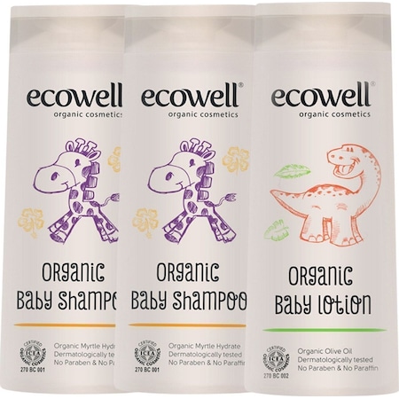 Ecowell Organik Bebek Şampuanı 300 ML x 2 + Bebek Losyonu