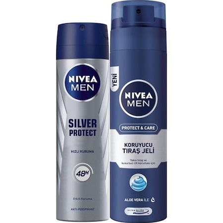 Nivea Men Protect & Care Koruyucu Tıraş Jeli 200 ML + Silver Protect Deosprey 150 ML