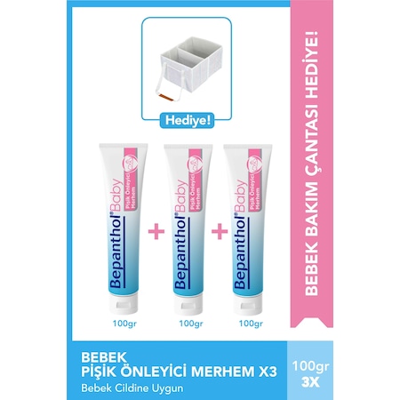 Bepanthol Baby Pişik Önleyici Merhem 100g x3 + Bebek Bakım Çantas