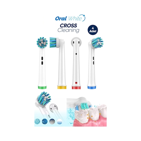 Oral White Cross Cleaning Çapraz Kıl Teknolojisi Oral-b Uyumlu 4 Adet Yedek