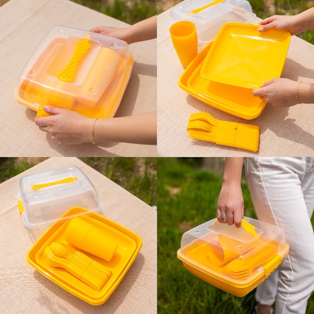 Porsima Ds-2040 6 Kişilik Piknik Seti Piknik Organizer - Sarı