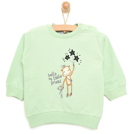 HelloBaby Basic Maymun Desenli Sweatshirt Erkek Bebek