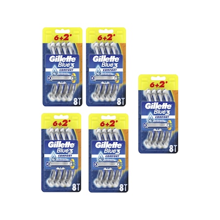 Gillette Blue3 Comfort Kullan-At Tıraş Bıçağı 5 x 8'li