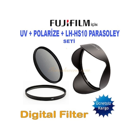 Fujifilm için 58Mm Uv + Polarize Filtre + Lh-Hs10 Parasoley Seti