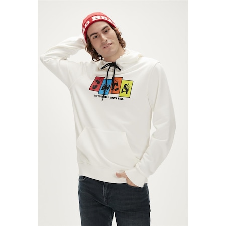 Fun Hoodie Off-white Beyaz Kapüşonlu Erkek Sweatshirt-beyaz