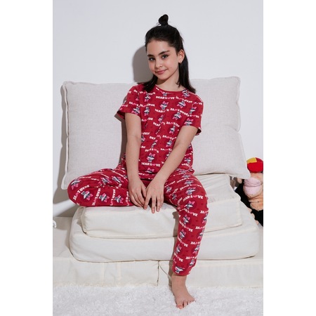 Lela Kız Çocuk Pijama Takımı 6651004 Kırmızı