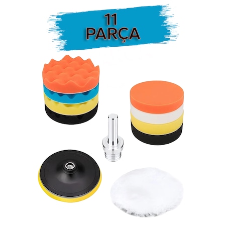 Batcell MK-75 Oto Araç Araba Pasta Cila Polisaj Süngeri Keçesi Pedi 11 Parça