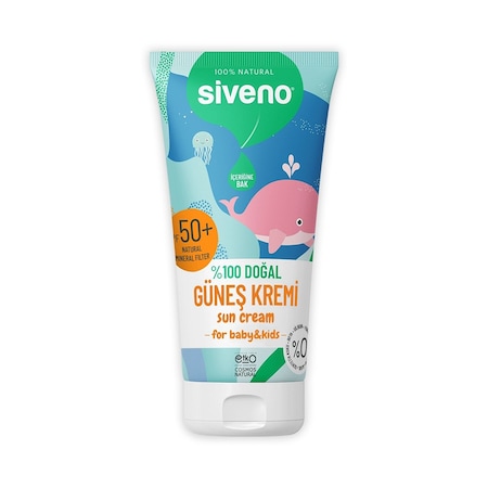 Siveno Doğal Bebek Güneş Kremi Leke Karşıtı Nemlendirici Bitkisel Vegan UVA UVB 50 ML SBF