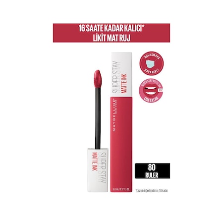 Maybelline New York Super Stay Matte Ink Likit Ruj 80 Ruler