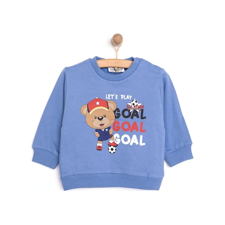 HelloBaby Basic Az Şardonlu Goal Baskılı Sweatshirt Erkek Bebek