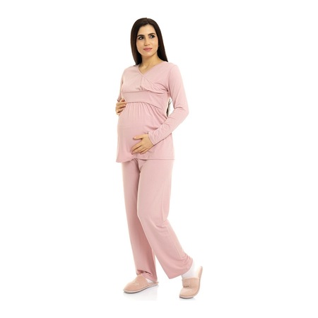 Baby Mom Pijama Takımı Anne Giyim 24ybmmapjm005 Pudra 24YBMMAPJM005_Pudra